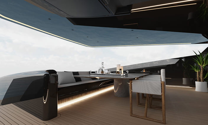 Luxury yacht interior.